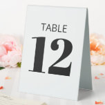 Plaque De Table Réception moderne en noir et blanc<br><div class="desc">Typographie en gras Noir et blanc Réception moderne Numéro de table Panneau de la tente</div>