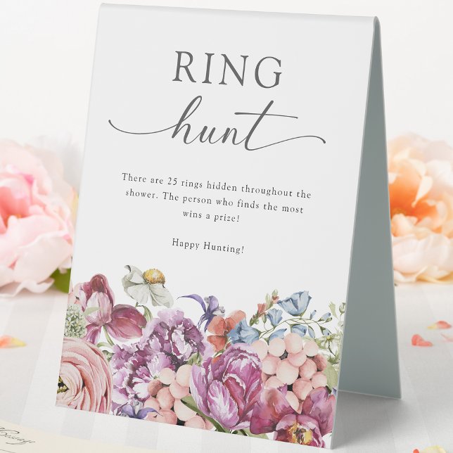 Plaque De Table Recherche Élégante de Bague (Elegant Jewel Tone Wildflower Ring Hunt Sign by Painted Paperie
)