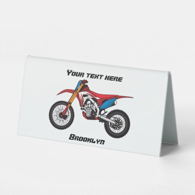 Plaque De Table Red dirt bike motorcycle (Recto)