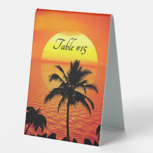 Plaque De Table Red Sun Tropical Palm Beach Réservé