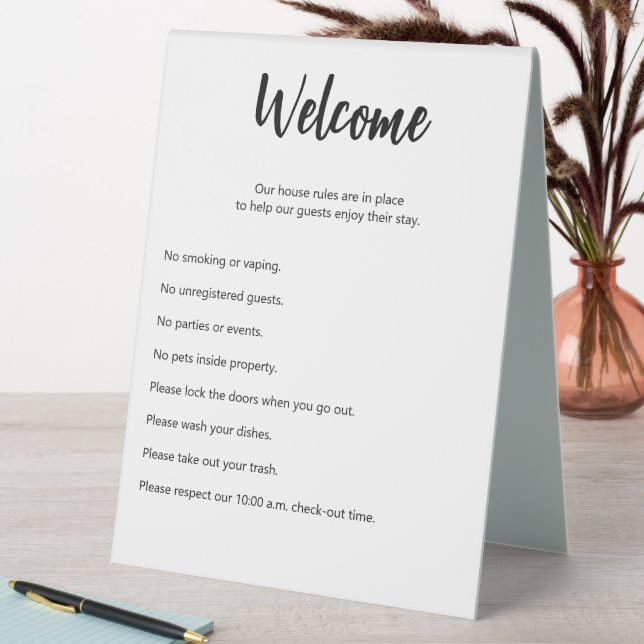 Plaque De Table Règles de location à court terme Maison Modèle noi (En SItu (Tableau))