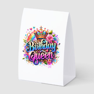 Plaque De Table Reine d'anniversaire arc-en-ciel floral