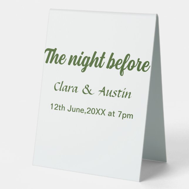 Plaque De Table Répétition dîner la nuit avant simple minimum m (Recto)
