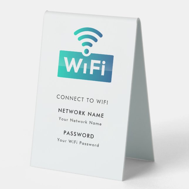 Plaque De Table Réseau Wifi Personnalisé Connexion Blanc Moderne (Recto)