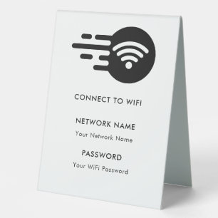 Plaque De Table Réseau Wifi Personnalisé Connexion Blanc Moderne
