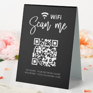 Plaque De Table Réseau Wifi QR Code Black Modern Business