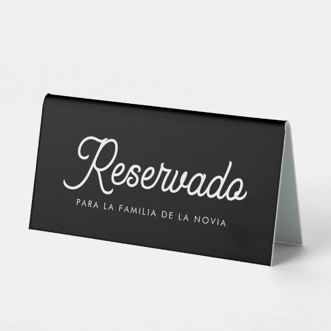 Plaque De Table Réservado Para La Familia de La Novia (Recto)