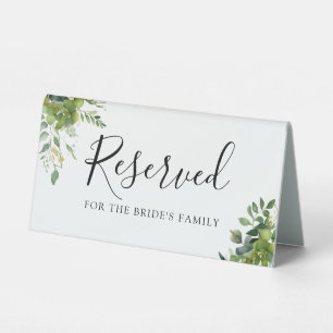Plaque De Table Réservation de mariage floral de verdure