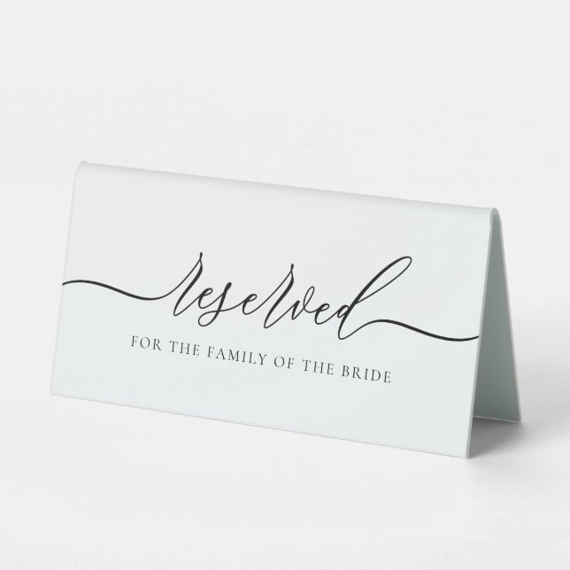 Plaque De Table Réservé à la famille de la mariée (Recto)