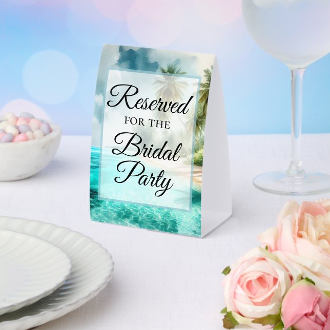 Plaque De Table Réservé à la fête de mariage Plage tropicale (Insitu (mariage))