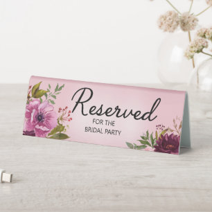 Plaque De Table Réservé au cortège nuptial Rose floral pourie