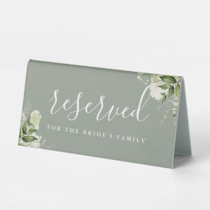 Plaque De Table Réserve de mariage de verdure florale vert sauge