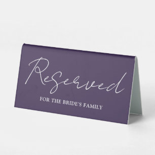 Plaque De Table Réservé écriture minimaliste moderne violet