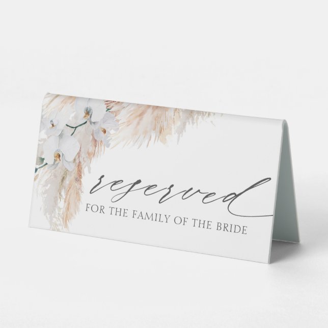 Plaque De Table Réservé - Fête de mariage - Herbe de la Pampa (Recto)