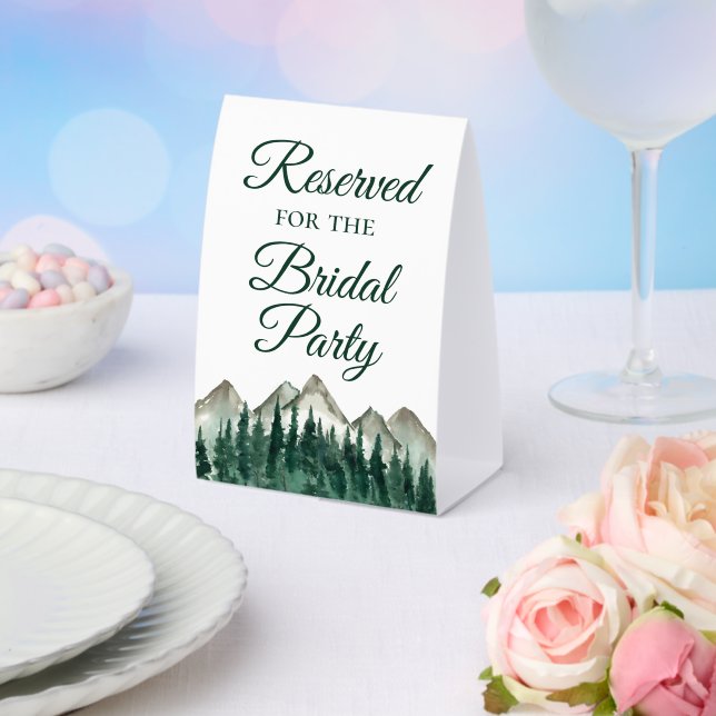 Plaque De Table Réservé pour la Bridal Party Mountains & Pine (Insitu (mariage))