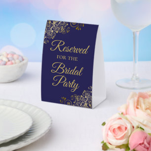 Plaque De Table Réservé pour la fête de la mariée Elegant Navy & G