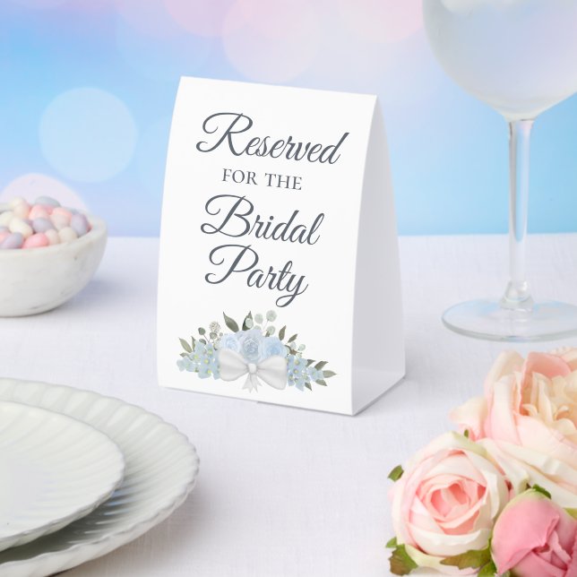 Plaque De Table Réservé pour la fête nuptiale Dusty Blue Floral (Insitu (mariage))