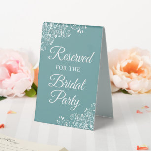 Plaque De Table Réservé pour la fête nuptiale Elégant Aqua Turquoi