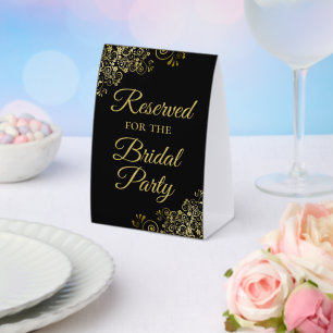 Plaque De Table Réservé pour la fête nuptiale Elegant Black & Gold