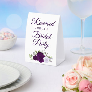 Plaque De Table Réservé pour la fête nuptiale Elegant Purple Roses