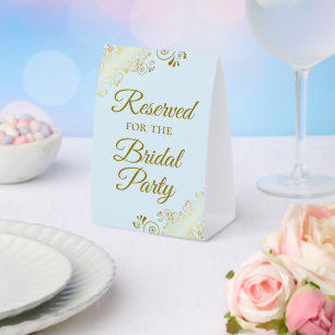 Plaque De Table Réservé pour la fête nuptiale Pale Blue & Gold