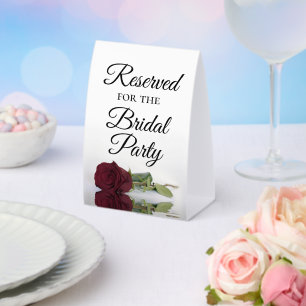 Plaque De Table Réservé pour la Rose de la fête de la Mariée en Bo