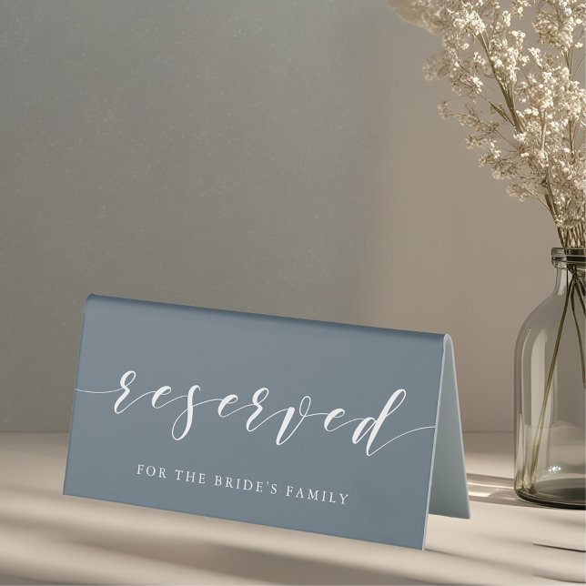 Plaque De Table Réservé pour Mariage en Acier Bleu Moderne (Créateur téléchargé)