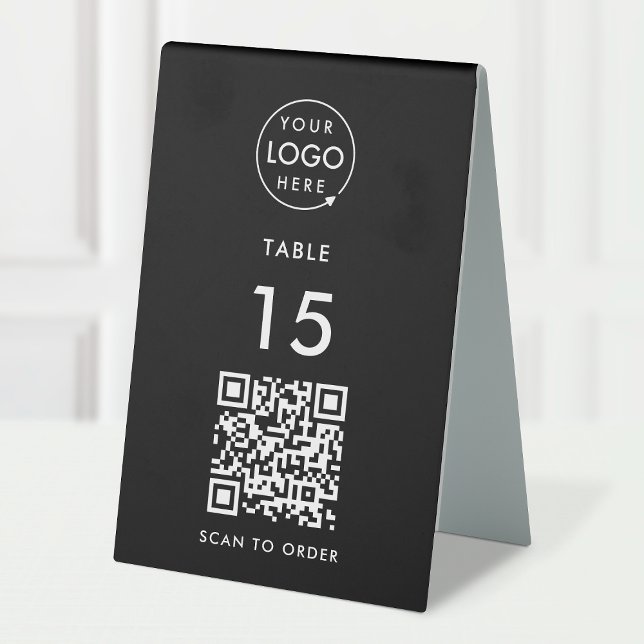 Plaque De Table Restaurant QR Code | Numéro de table - Commande d' (Interactive "scan to order" QR code table signs for restaurants, bars, cafes & hospitality events.)
