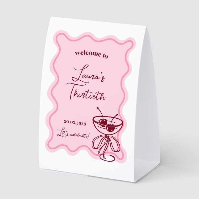 Plaque De Table Retro Cherry Cocktail Birthday Welcome Sign (Recto)