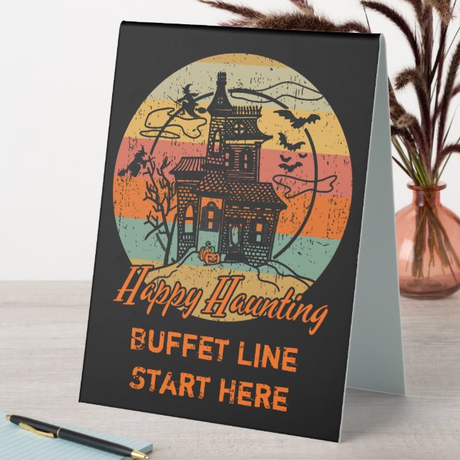 Plaque De Table Retro Halloween Happy Haunting Haunting Haunting H (En SItu (Tableau))