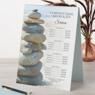 Plaque De Table Rock Stack Cairn Spa Salon Services Menu