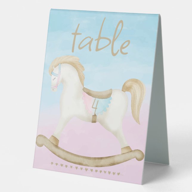 Plaque De Table Rocking Horse Blue Rose Genre Bébé Livres Cadeaux (Recto)