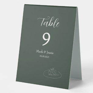 Plaque De Table ROE Dusky Green & White Simple Mariage