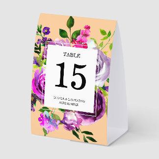 Plaque De Table Romantic Purple Floral Wedding Table Number