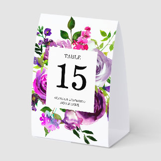 Plaque De Table Romantic Purple Floral Wedding Table Number