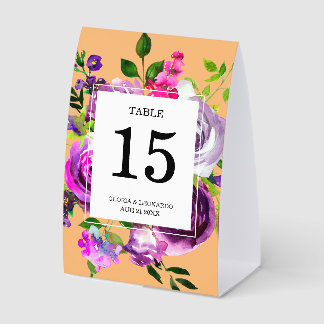 Plaque De Table Romantic Purple Floral Wedding Table Number