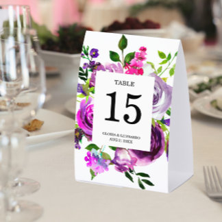 Plaque De Table Romantic Purple Floral Wedding Table Number