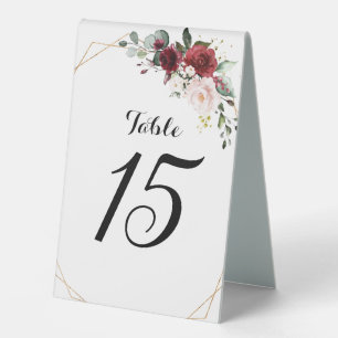 Plaque De Table Romantique Bourgogne Blush rose floral géométrique