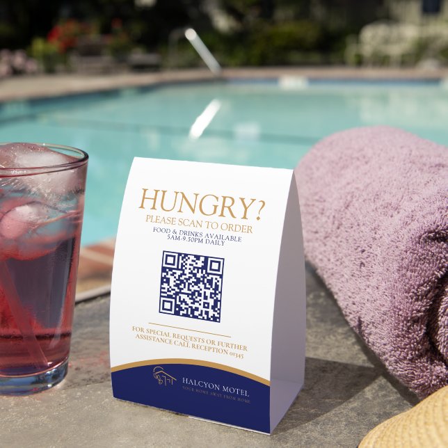 Plaque De Table Room service food ordering Hotel Motel B&B QR code (InVersositu (sur table))