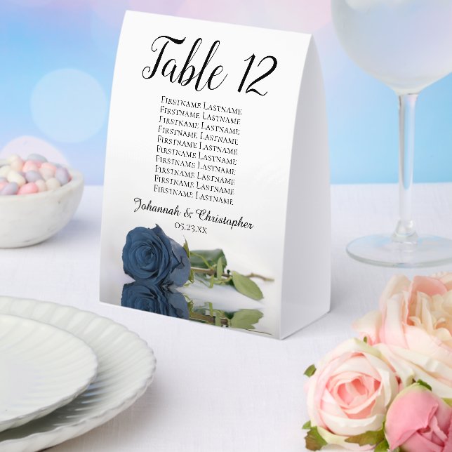 Plaque De Table Rose bleu Dusty Steel Numéro de Mariage Tableau de (Insitu (mariage))