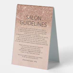Plaque De Table Rose Gold Parties scintillant Santé Sécurité Coiff