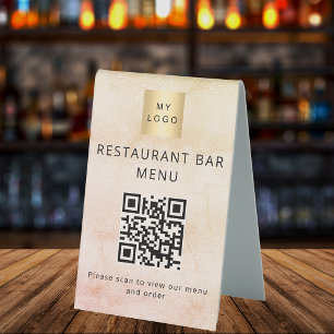 Plaque De Table Rose or restaurant café bar menu scan code QR