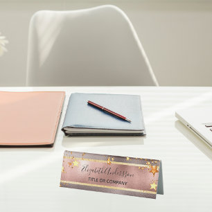 Plaque De Table Rose or rose beige étoiles nom entreprise