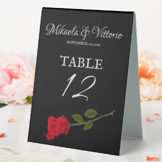 Plaque De Table Rose sanglant Mariage gothique