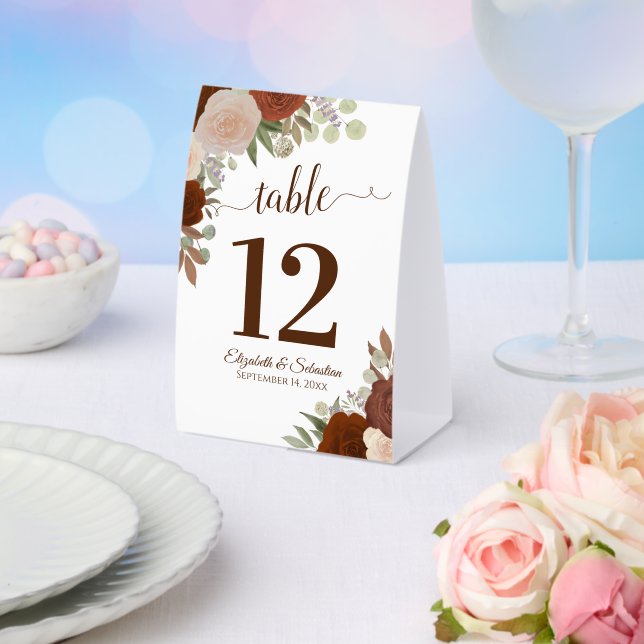 Plaque De Table Roses rouille Orange Automne Mariage Numéro de tab (Insitu (mariage))