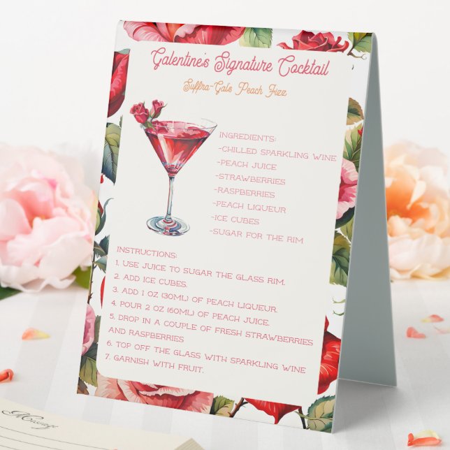 Plaque De Table Rosey Galentine's Day Fizz Signature Cocktail (In SItu (Mariage))