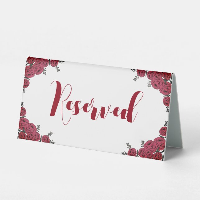 Plaque De Table Rouge Rose Floral thème Mariage (Recto)