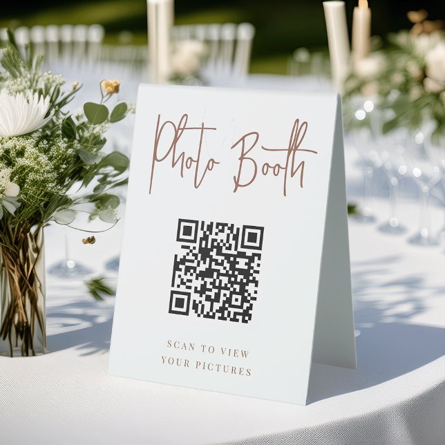 Plaque De Table Rouille | Botte photo moderne manuscrite QR Code (Créateur téléchargé)