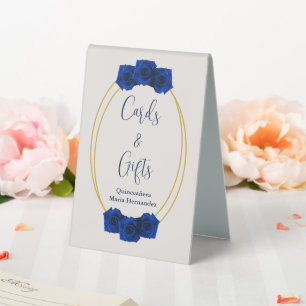 Plaque De Table Royal Blue et Gold Geometry Quinceañera