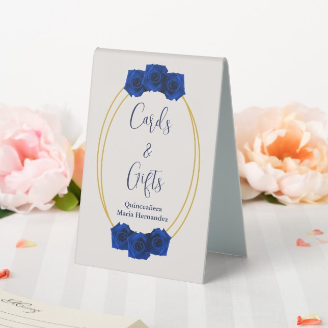 Plaque De Table Royal Blue et Gold Geometry Quinceañera (In SItu (Mariage))